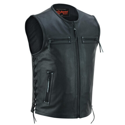 Bandit Mens Motorcycle Leather Vest Daniel Smart Manufacturing 3